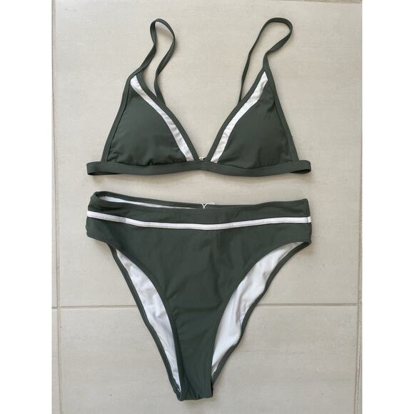 Cupshe Swim Bikini Two Piece Swimsuit Color Block Swimwear - Picture 1 of 9